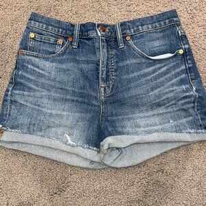 MADEWELL High Rise Denim Shorts Raw Hem No Distressing Blue Jean Shorts  EUC  27